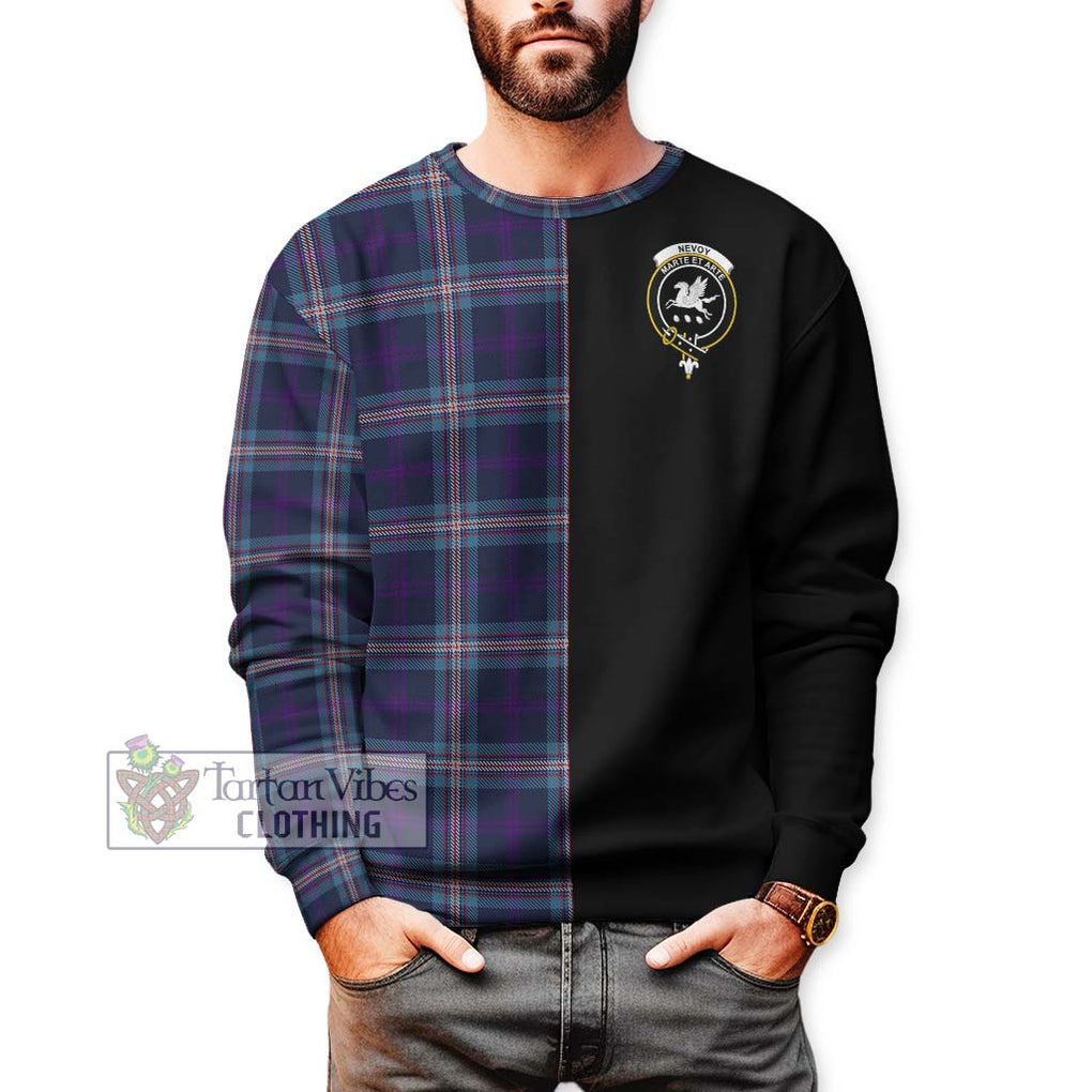 Nevoy Tartan Sweatshirt with Family Crest and Half Of Me Style Unisex - Tartanvibesclothing Shop