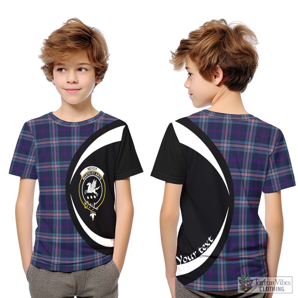 Nevoy Tartan Kid T-Shirt with Family Crest Circle Style Youth XL Size14 - Tartan Vibes Clothing