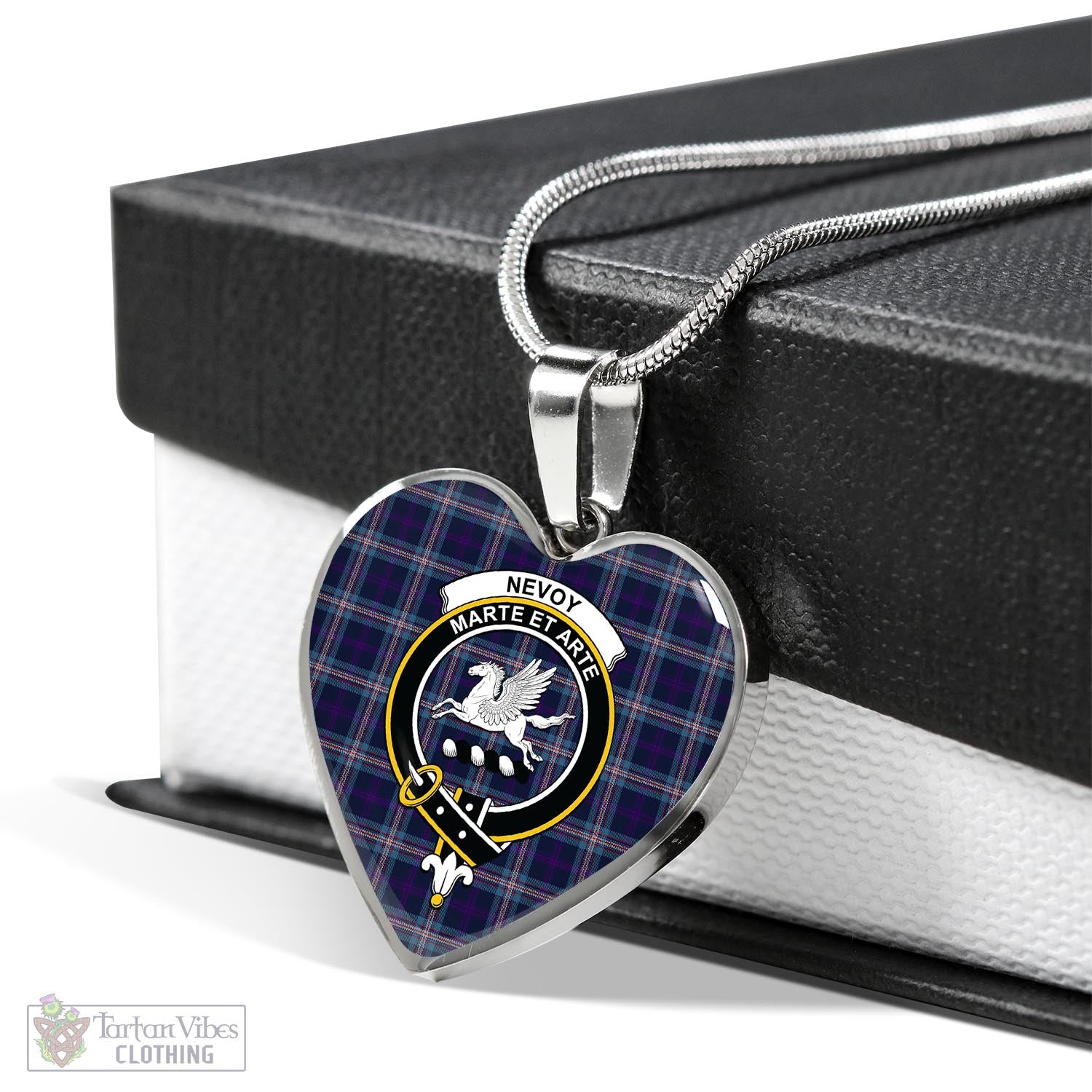 Tartan Vibes Clothing Nevoy Tartan Heart Necklace with Family Crest