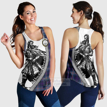 Nevoy Tartan Clan Crest Women's Racerback Tanks with Highlander Warrior Celtic Style