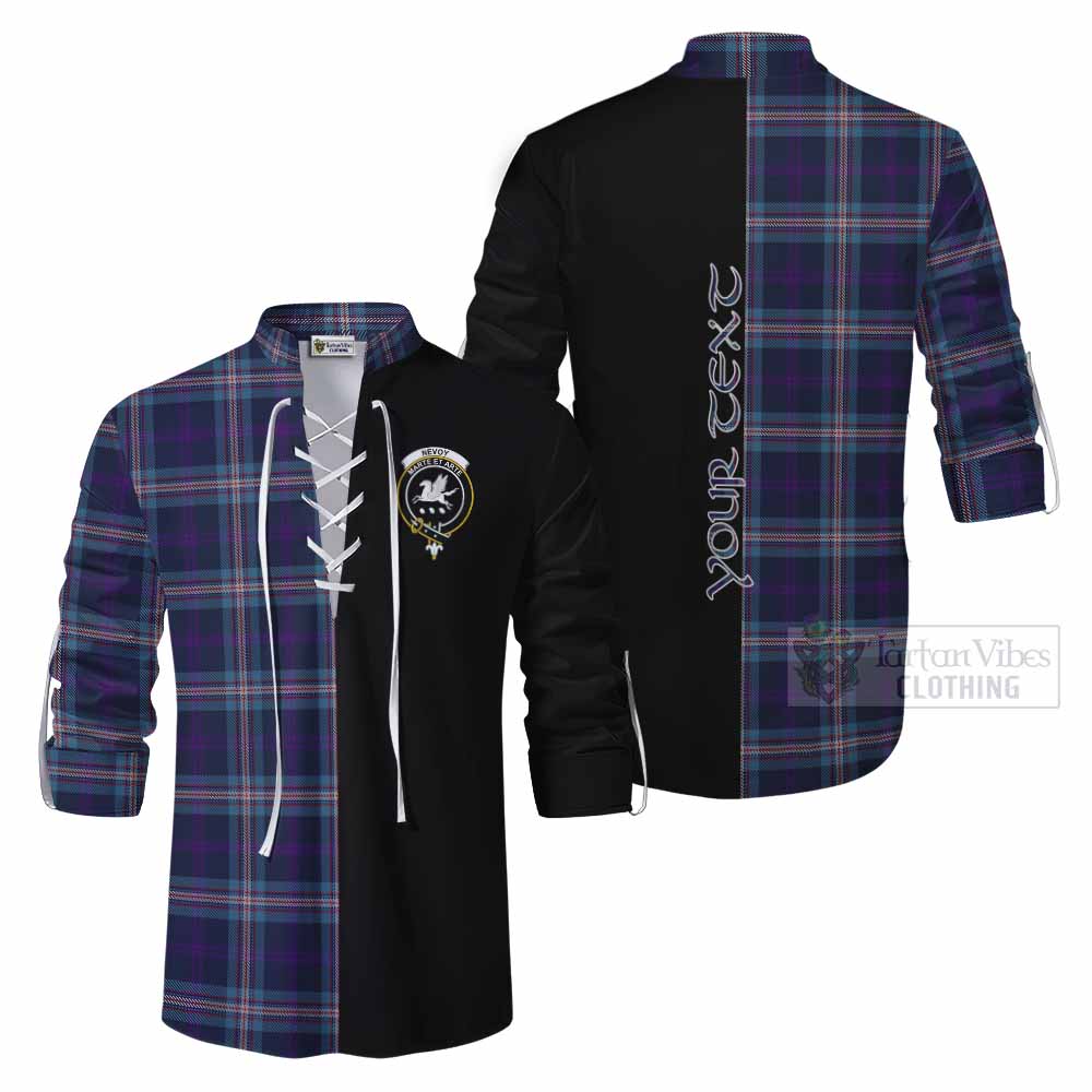 Tartan Vibes Clothing Nevoy Tartan Ghillie Kilt Shirt with Family Crest and Half Of Me Style