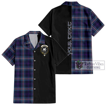 Nevoy Tartan Short Sleeve Button Shirt with Family Crest and Half Of Me Style