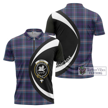 Nevoy Tartan Zipper Polo Shirt with Family Crest Circle Style