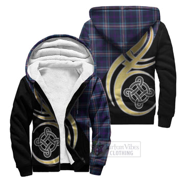 Nevoy Tartan Sherpa Hoodie with Family Crest and Celtic Symbol Style