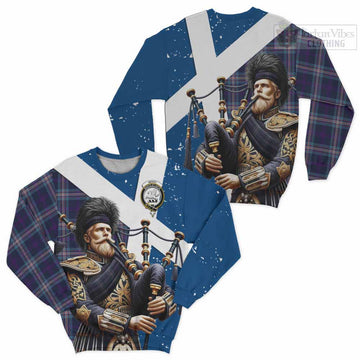 Nevoy Tartan Sweatshirt with Family Crest Scottish Bagpiper Vibes