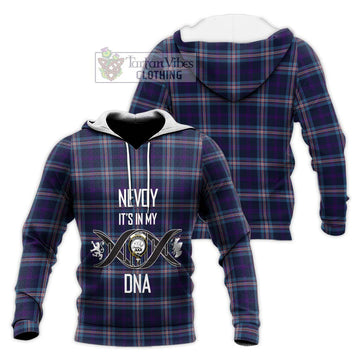 Nevoy Tartan Knitted Hoodie with Family Crest DNA In Me Style