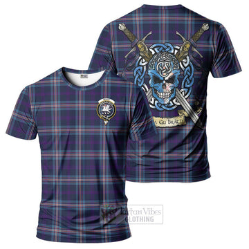 Nevoy Tartan T-Shirt with Family Crest Celtic Skull Style