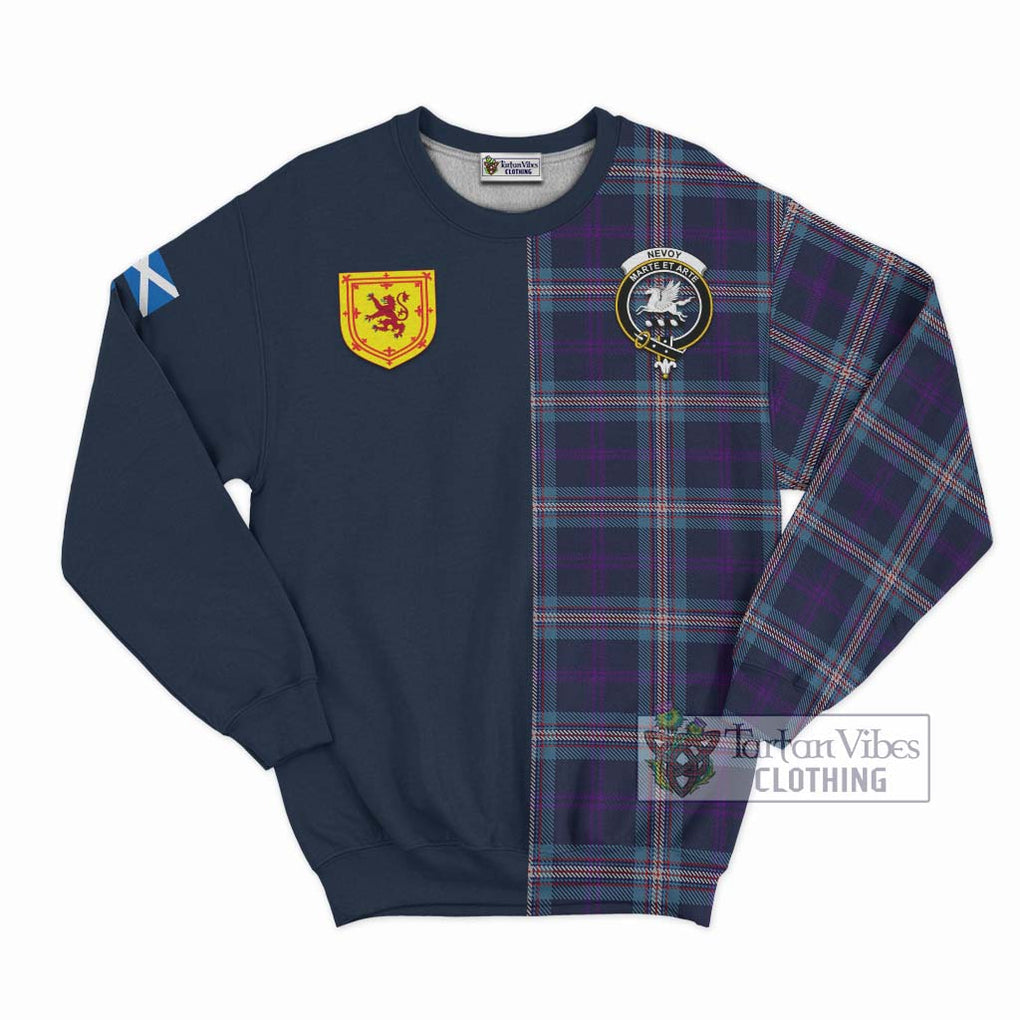 Tartan Vibes Clothing Nevoy Tartan Sweatshirt with Scottish Lion Royal Arm Half Style