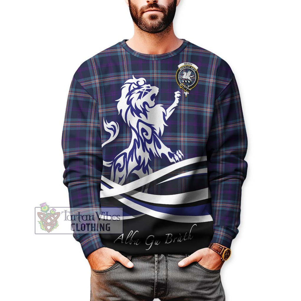 Nevoy Tartan Sweatshirt with Alba Gu Brath Regal Lion Emblem Unisex - Tartanvibesclothing Shop