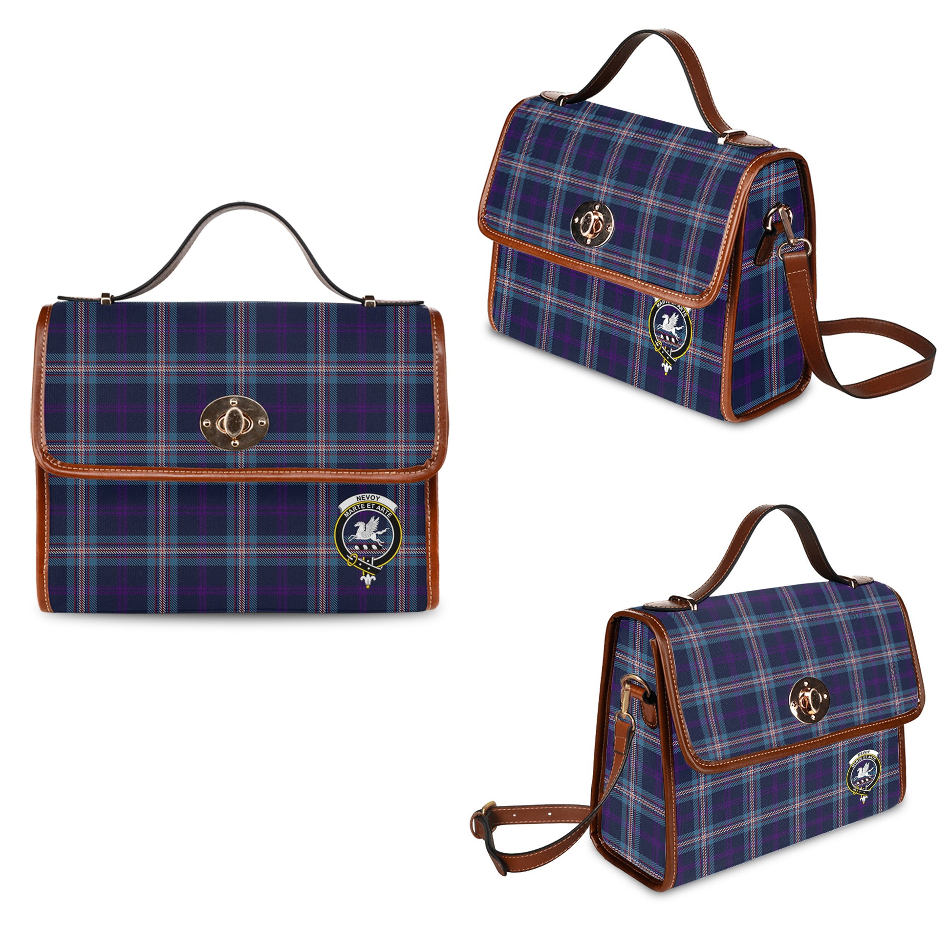 nevoy-tartan-leather-strap-waterproof-canvas-bag-with-family-crest