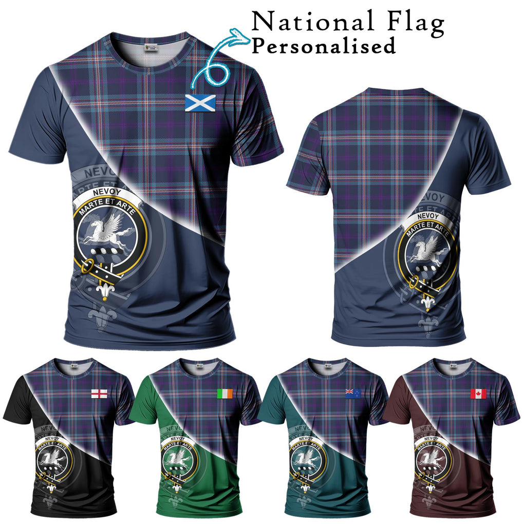 Nevoy Tartan T-Shirt with Personalised National Flag and Family Crest Half Style Kid's Shirt - Tartanvibesclothing Shop