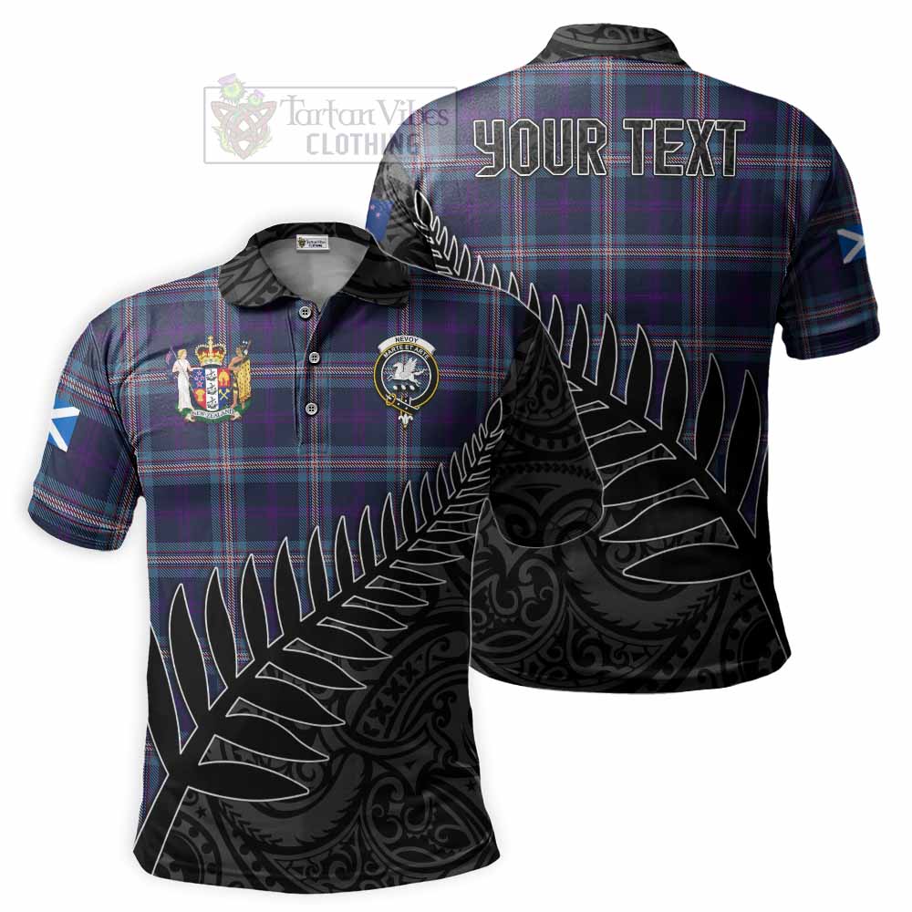 Tartan Vibes Clothing Nevoy Crest Tartan Polo Shirt with New Zealand Silver Fern Half Style