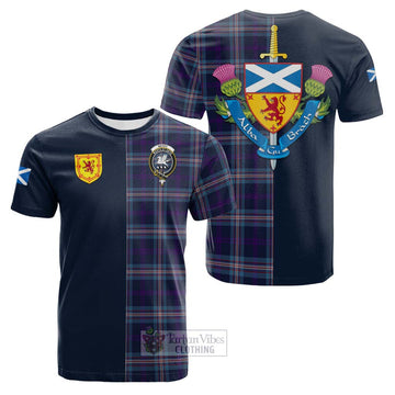 Nevoy Tartan Cotton T-shirt Alba with Scottish Lion Royal Arm Half Style