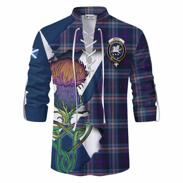Nevoy Tartan Family Crest Ghillie Kilt Shirt Scottish Thistle Celtic Inspired Men - Tartan Vibes Clothing