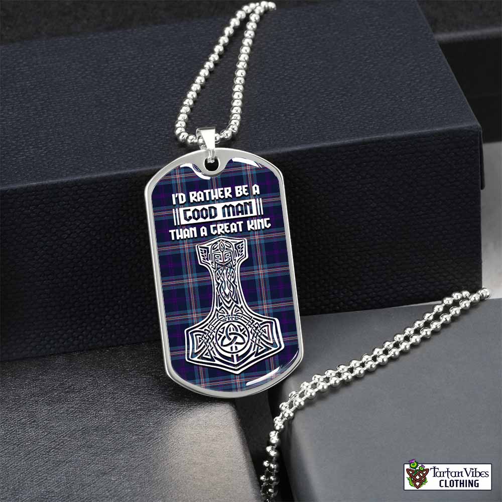 Tartan Vibes Clothing Nevoy Tartan Dog Tag Necklace Viking Mjolnir Style