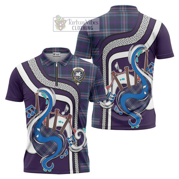 Nevoy Tartan Zipper Polo Shirt with Epic Bagpipe Style