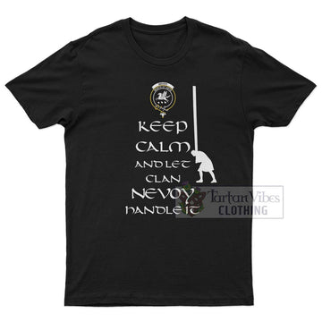 Nevoy Clan Men's T-Shirt: Keep Calm and Let the Clan Handle It  Caber Toss Highland Games Style