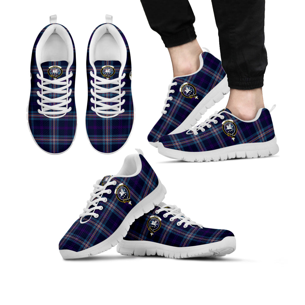 Nevoy Tartan Sneakers with Family Crest Kid's Sneakers - Tartan Vibes Clothing