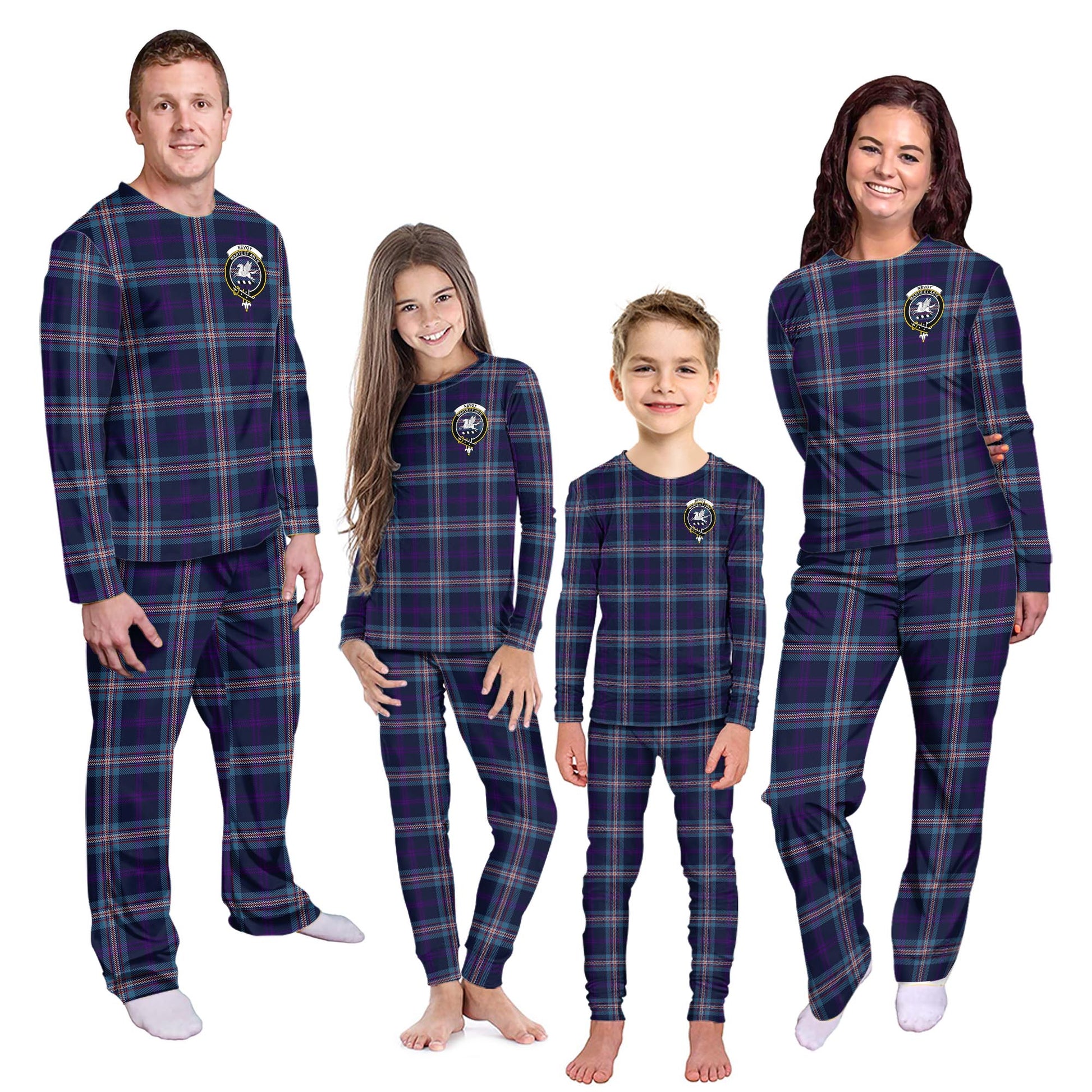 Nevoy Tartan Pajamas Family Set with Family Crest - Tartanvibesclothing