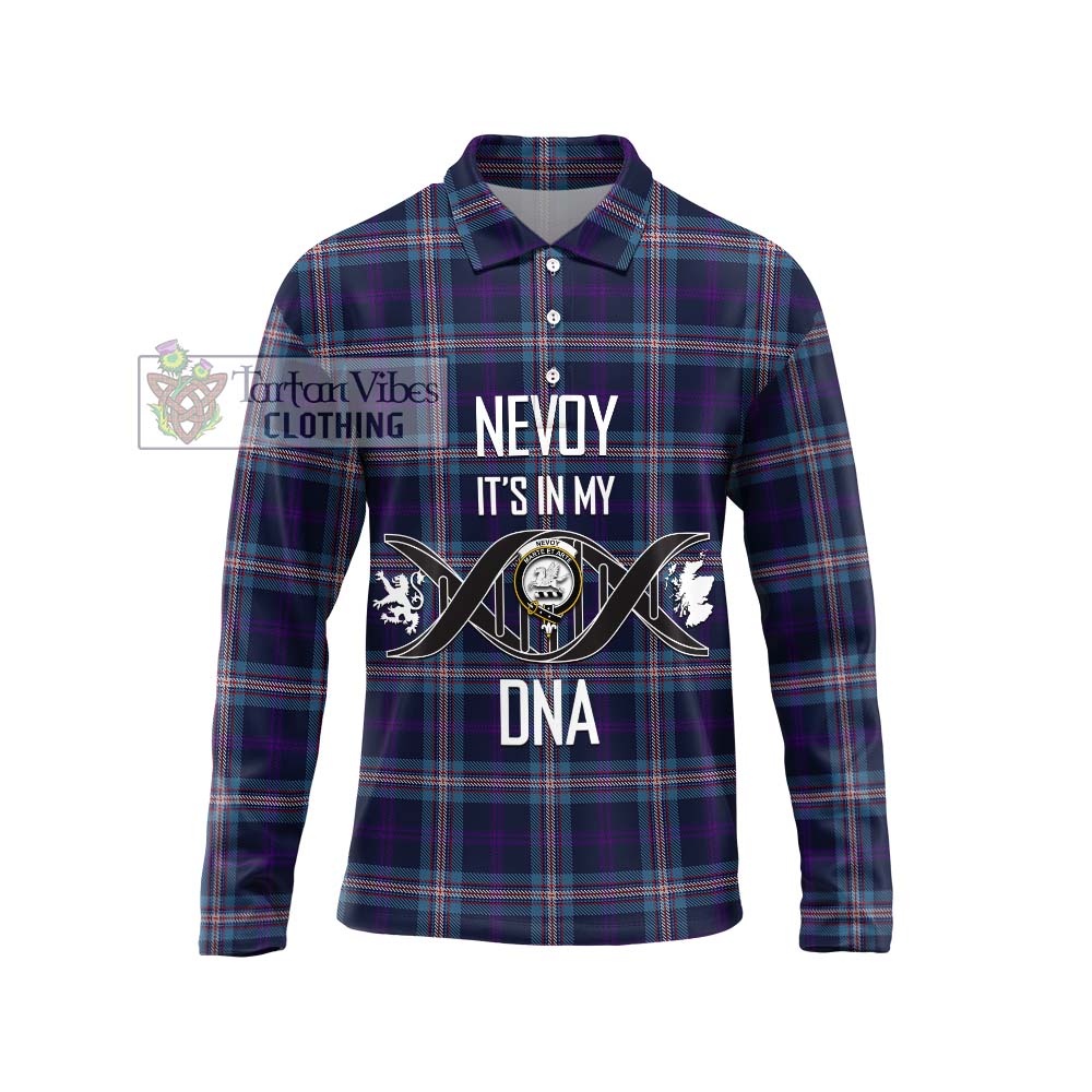 Nevoy Tartan Long Sleeve Polo Shirt with Family Crest DNA In Me Style Unisex - Tartanvibesclothing Shop