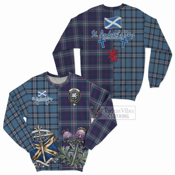 Nevoy Tartan Sweatshirt Happy St. Andrew's Day Half Tartan Style