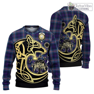 Nevoy Tartan Ugly Sweater with Family Crest Celtic Wolf Style