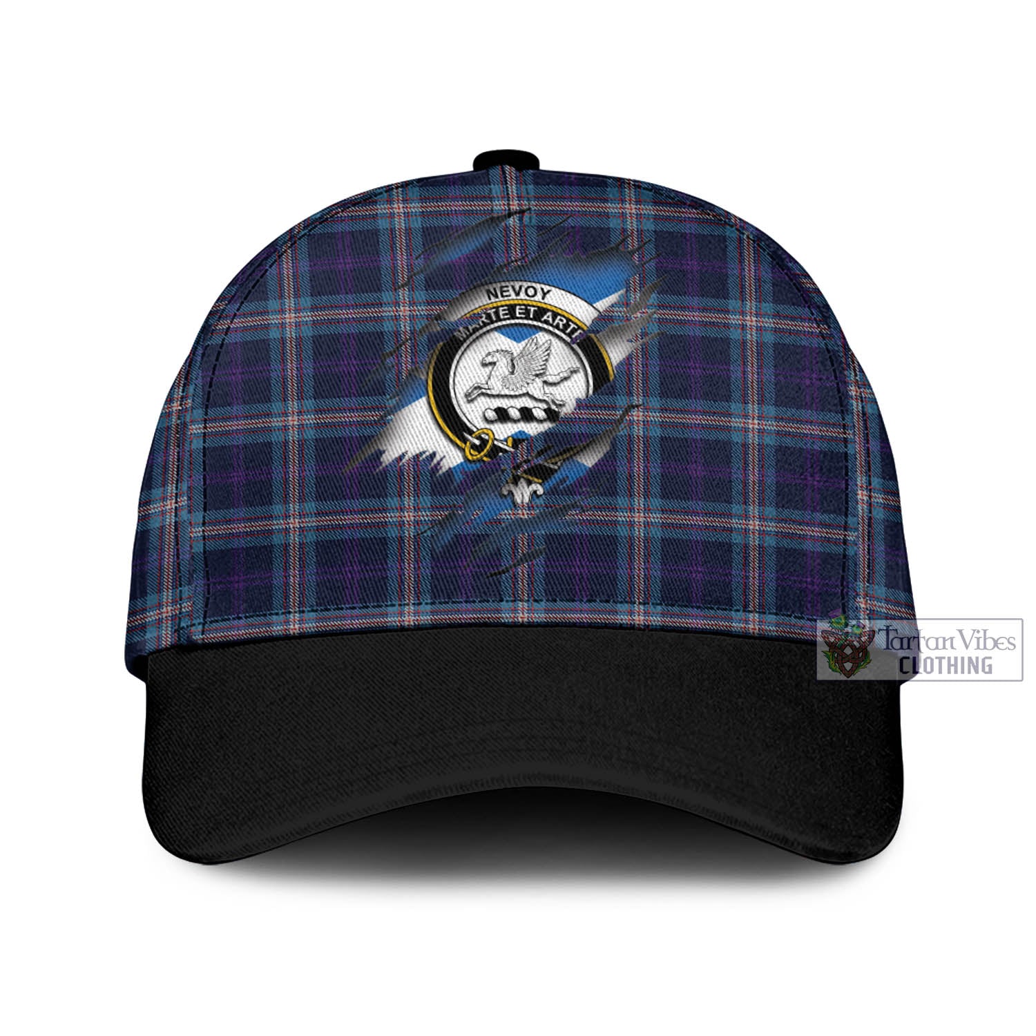 Tartan Vibes Clothing Nevoy Tartan Classic Cap with Family Crest In Me Style