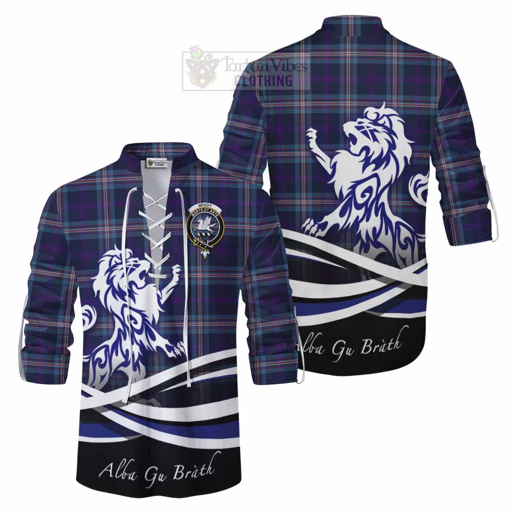 Tartan Vibes Clothing Nevoy Tartan Ghillie Kilt Shirt with Alba Gu Brath Regal Lion Emblem