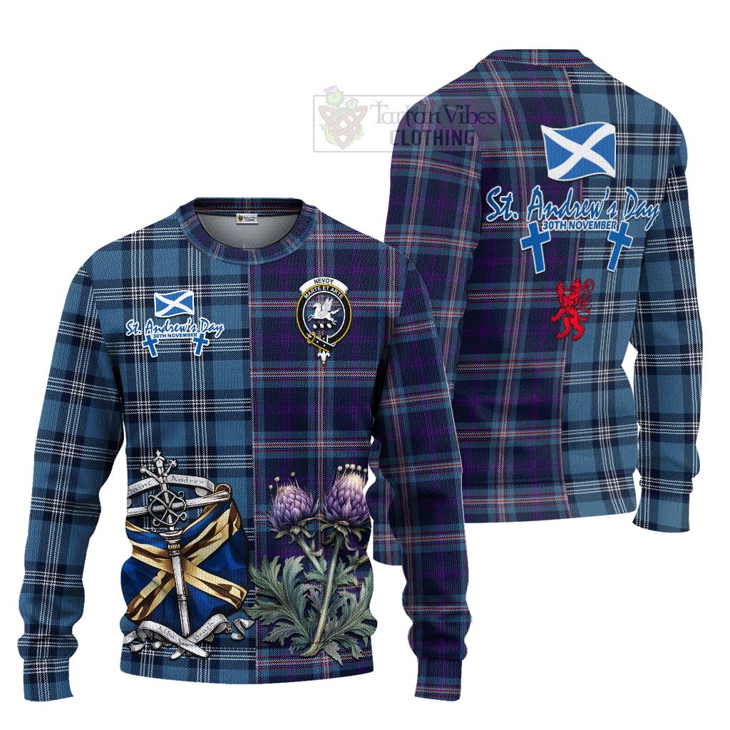 Tartan Vibes Clothing Nevoy Tartan Knitted Sweater Happy St. Andrew's Day Half Tartan Style