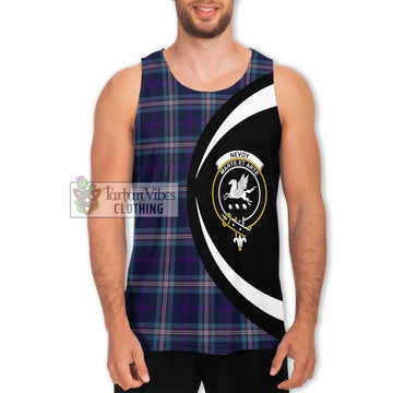 Nevoy Tartan Men's Tank Top with Family Crest Circle Style