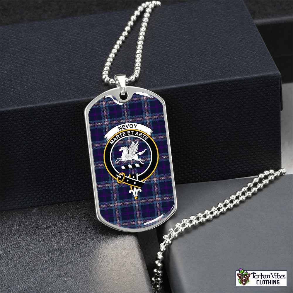 Tartan Vibes Clothing Nevoy Tartan Dog Tag Necklace with Family Crest