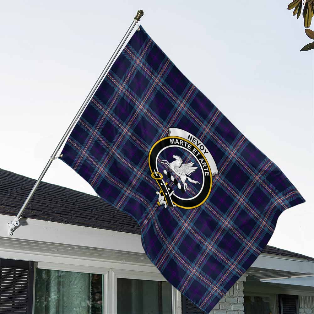 Tartan Vibes Clothing Nevoy Tartan House Flag with Family Crest