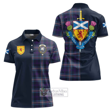 Nevoy Tartan Women's Polo Shirt Alba with Scottish Lion Royal Arm Half Style