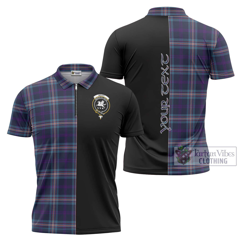 Nevoy Tartan Zipper Polo Shirt with Family Crest and Half Of Me Style Unisex - Tartanvibesclothing Shop