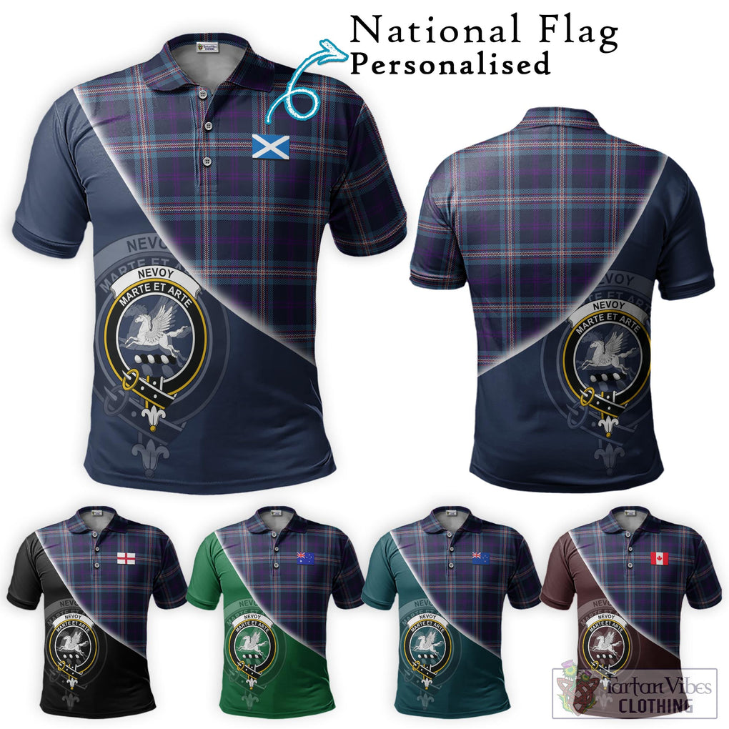 Nevoy Tartan Polo Shirt with Personalised National Flag and Family Crest Half Style Maroon - Tartanvibesclothing Shop