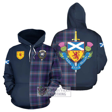 Nevoy Tartan Hoodie Alba with Scottish Lion Royal Arm Half Style