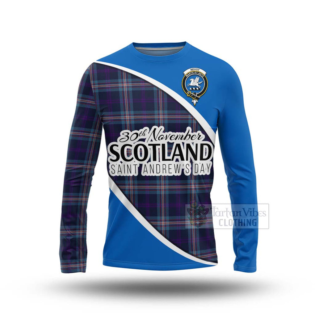 Tartan Vibes Clothing Nevoy Family Crest Tartan Long Sleeve T-Shirt Celebrate Saint Andrew's Day in Style