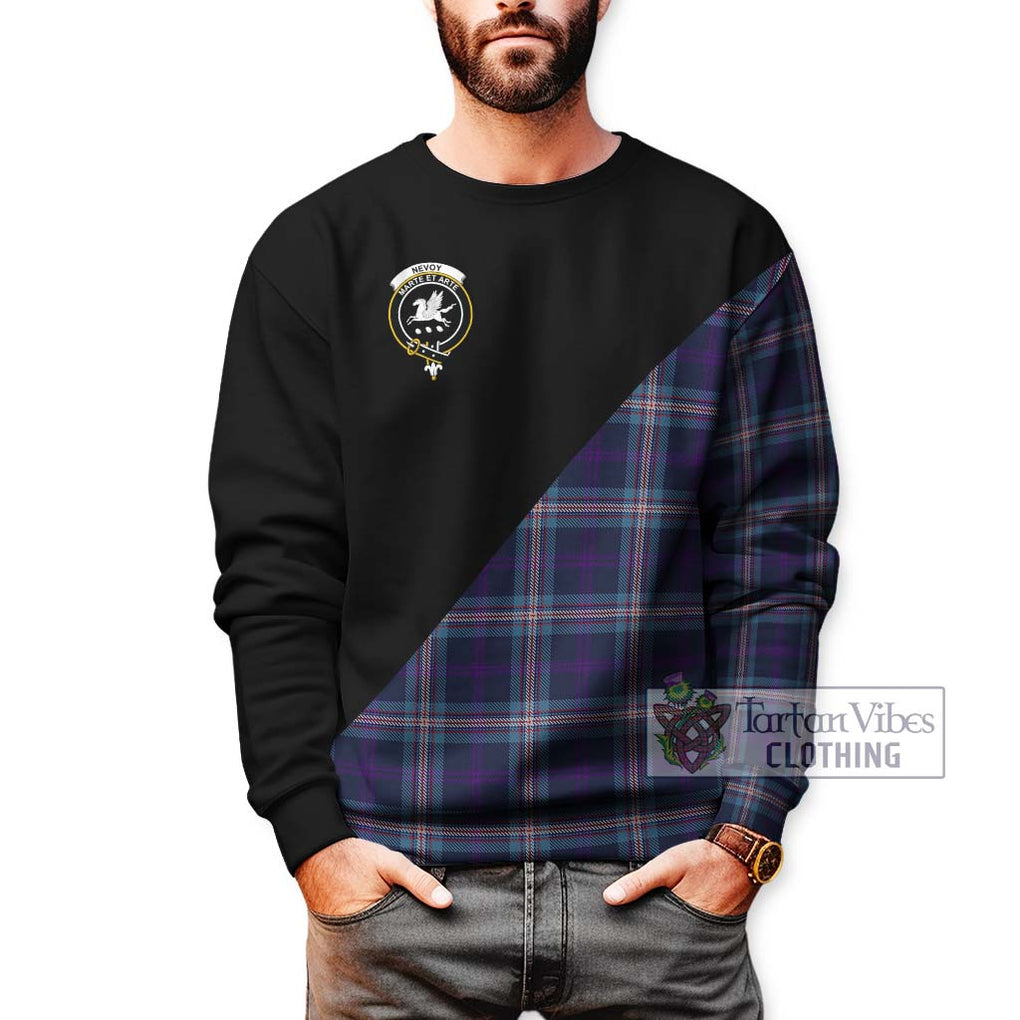 Nevoy Tartan Sweatshirt with Family Crest and Military Logo Style Unisex - Tartanvibesclothing Shop