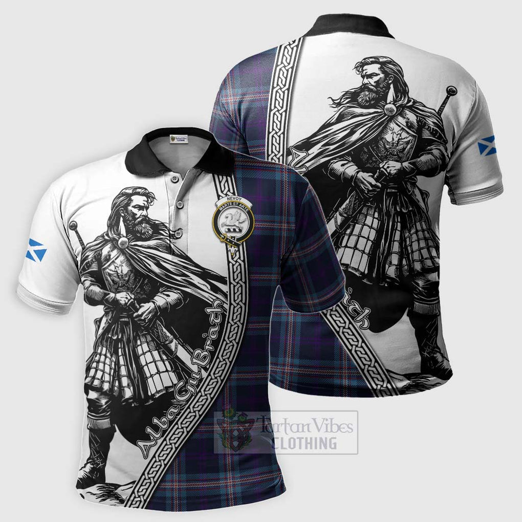 Tartan Vibes Clothing Nevoy Tartan Clan Crest Polo Shirt with Highlander Warrior Celtic Style