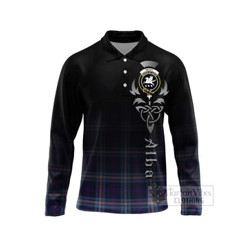 Nevoy Tartan Long Sleeve Polo Shirt Featuring Alba Gu Brath Family Crest Celtic Inspired