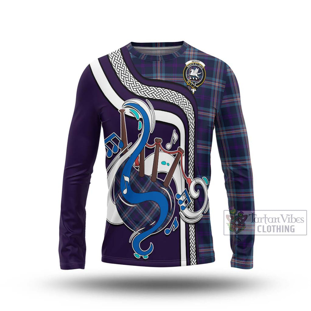 Tartan Vibes Clothing Nevoy Tartan Long Sleeve T-Shirt with Epic Bagpipe Style