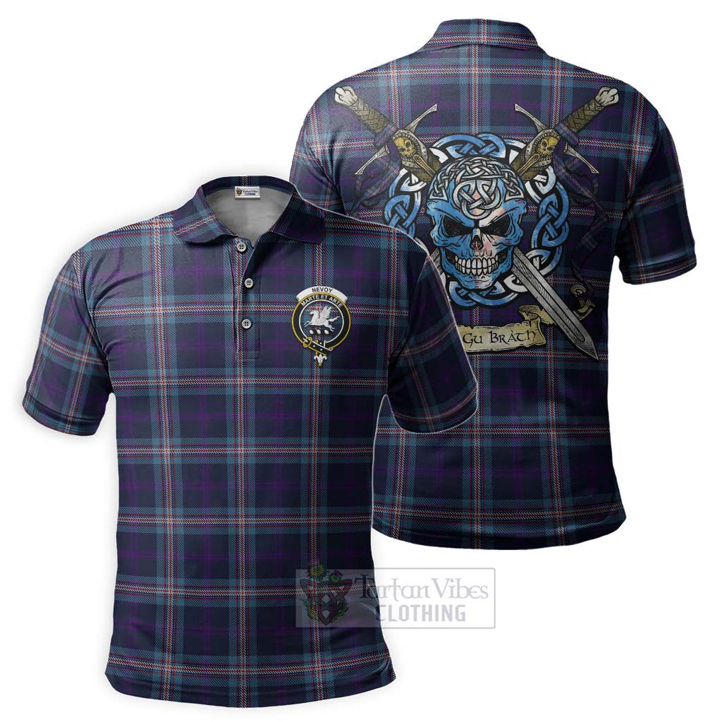 Tartan Vibes Clothing Nevoy Tartan Polo Shirt with Family Crest Celtic Skull Style