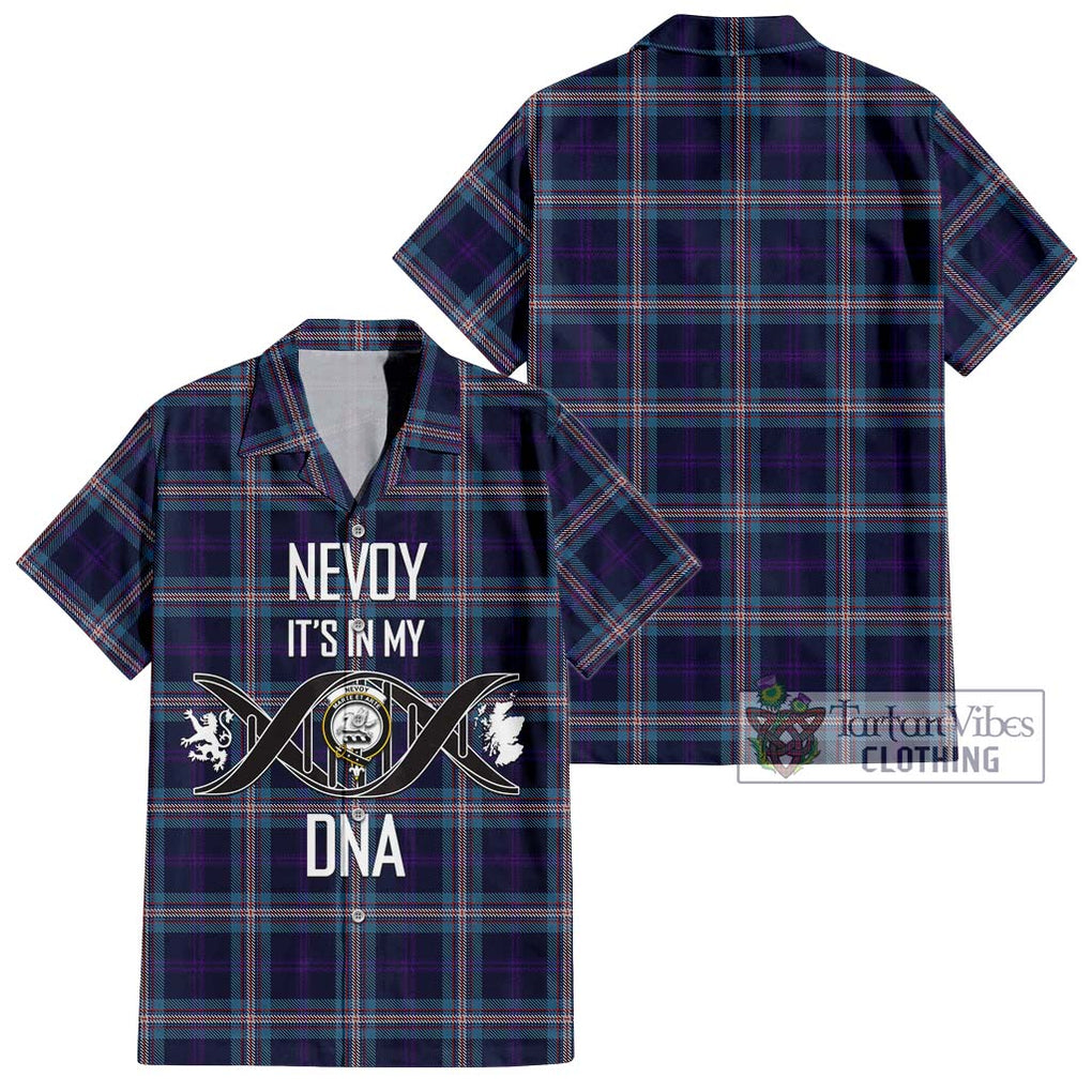 Nevoy Tartan Short Sleeve Button Shirt with Family Crest DNA In Me Style Kid - Tartanvibesclothing Shop