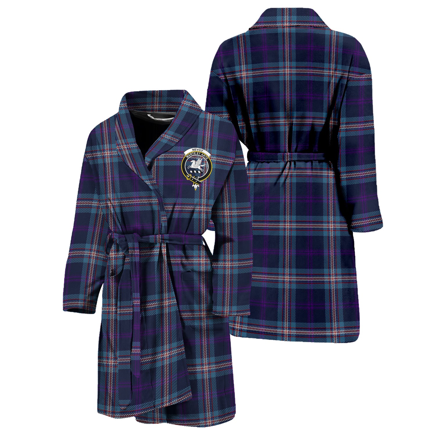 Nevoy Tartan Bathrobe with Family Crest Unisex S - Tartan Vibes Clothing