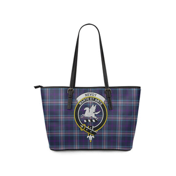 Nevoy Tartan Leather Tote Bag with Family Crest