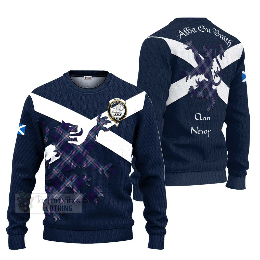 Tartan Vibes Clothing Nevoy Tartan Lion Rampant Knitted Sweater – Proudly Display Your Heritage with Alba Gu Brath and Clan Name