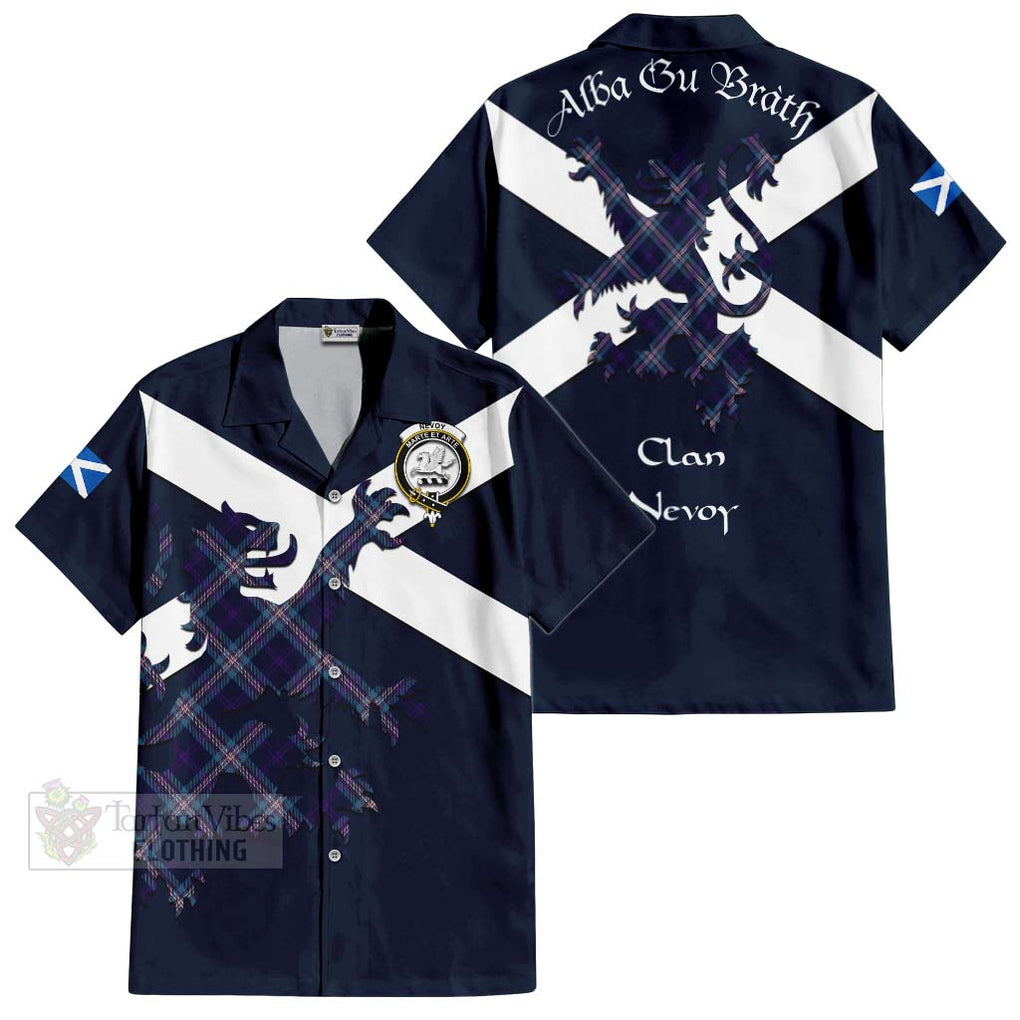 Tartan Vibes Clothing Nevoy Tartan Lion Rampant Short Sleeve Button Shirt – Proudly Display Your Heritage with Alba Gu Brath and Clan Name