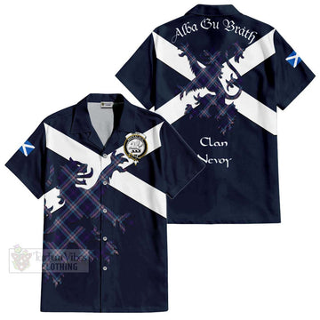 Nevoy Tartan Lion Rampant Short Sleeve Button Shirt  Proudly Display Your Heritage with Alba Gu Brath and Clan Name