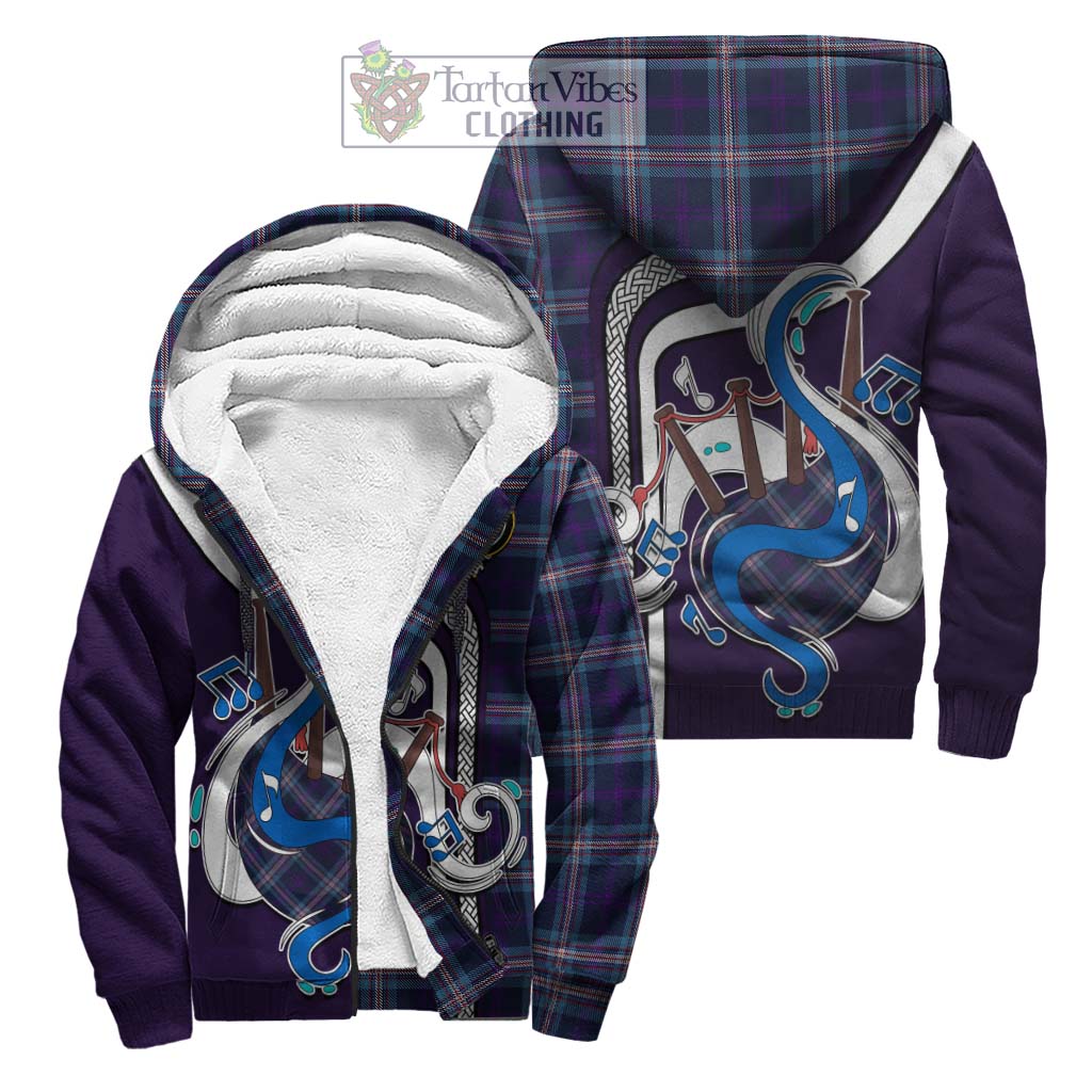 Tartan Vibes Clothing Nevoy Tartan Sherpa Hoodie with Epic Bagpipe Style