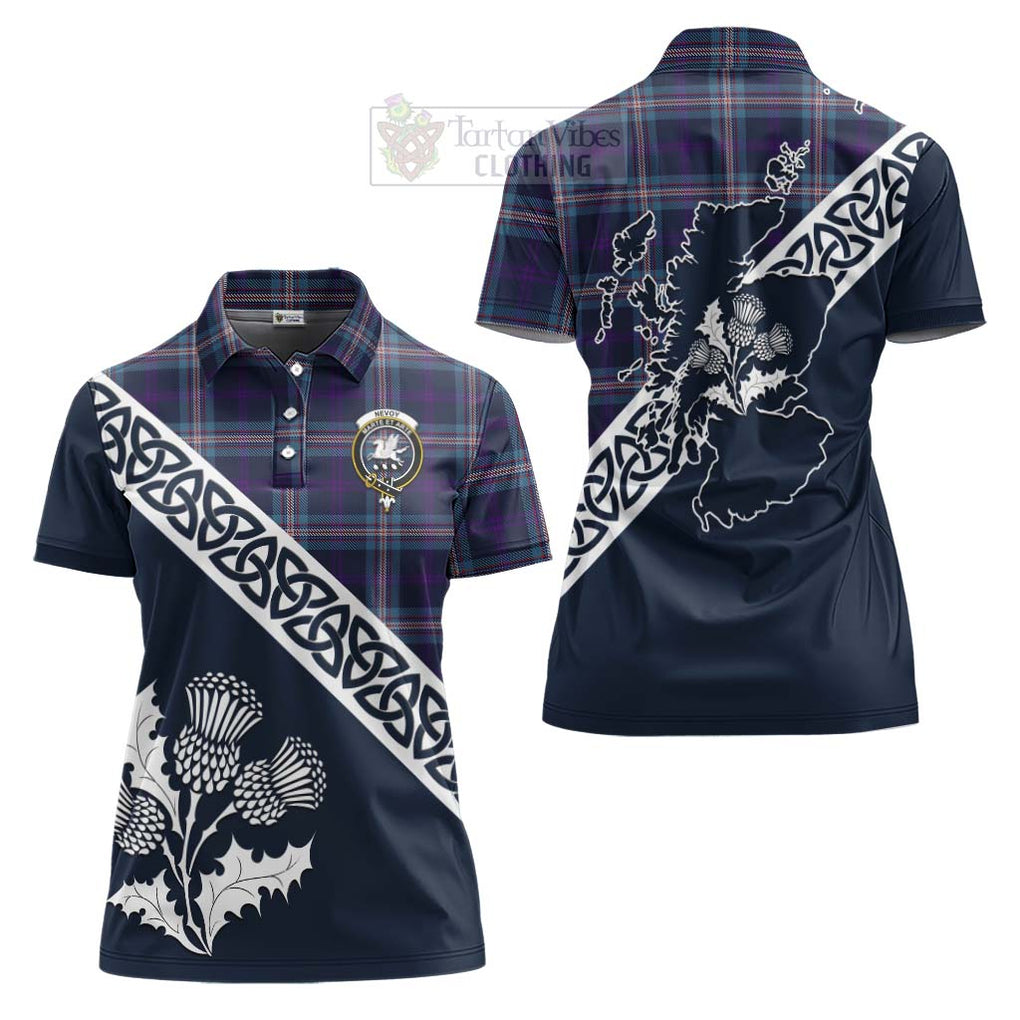 Tartan Vibes Clothing Nevoy Tartan Women's Polo Shirt Featuring Thistle and Scotland Map